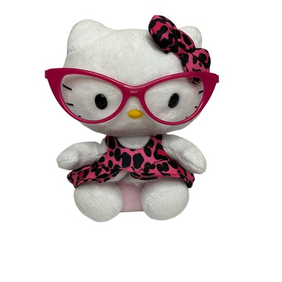 Ty Hello Kitty by Sanrio 2012 Cheetah Print Glasses Hello Kitty Mini Plush - Picture 1 of 4